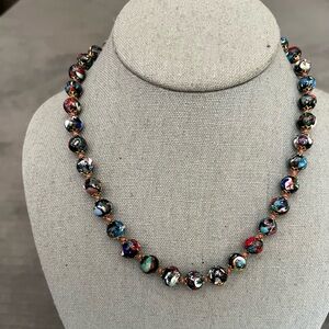 Vintage Italy Murano Millefiori Glass Beaded Multicolor Necklace